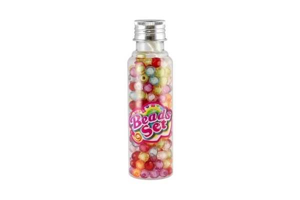 Perler med snor plastik mix farver i plastikbøtte 3,5x12,5 cm