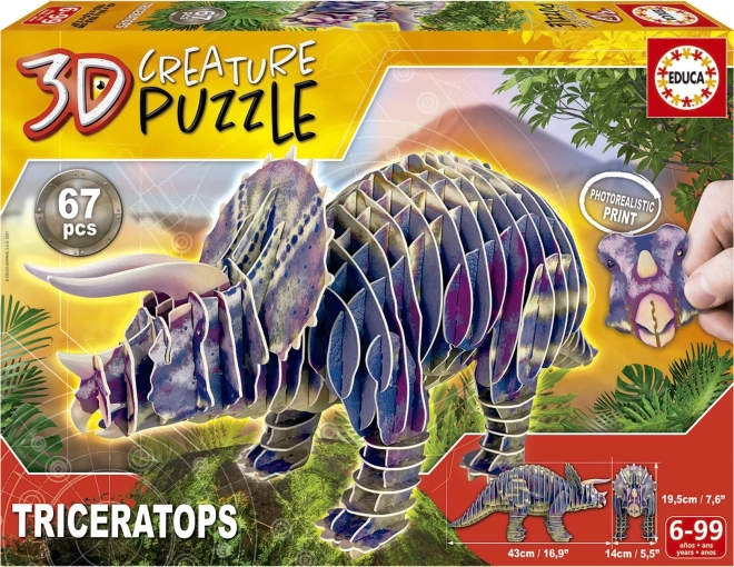 3D-puslespil triceratops 67 brikker