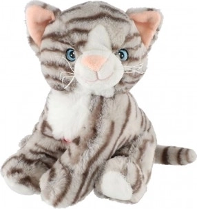 Plys siddende kat 20 cm med lyd, tigerstribet