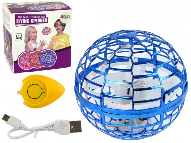 Flyvende roterende blå kugle Flynova LED 10 cm