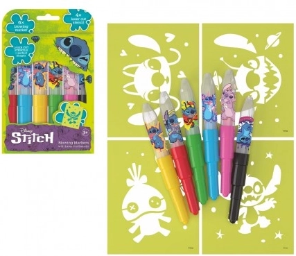 Blæsemarkører med skabeloner Lilo & Stitch i æske