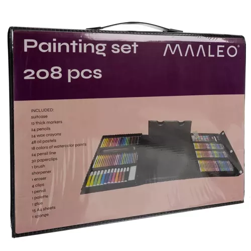 Malertilbehør i kuffert - 208 stk Maaleo 21645
