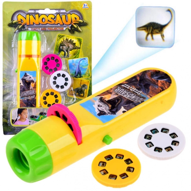 Projektor og lommelygte med dinosaurer