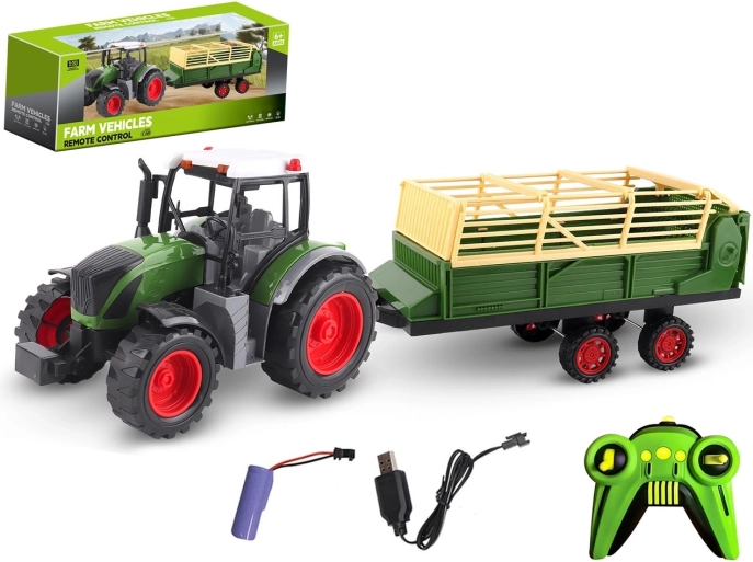 Fjernstyret traktor med trailer USB-opladning