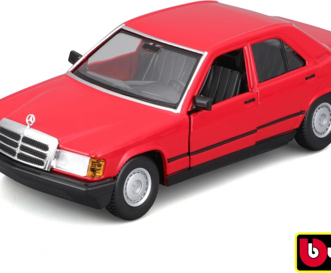 Metalmodelbil Bburago 1:24 Plus 1987 Mercedes-Benz 190E rød