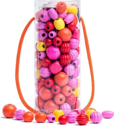 Perler i rør pink–gul–rød