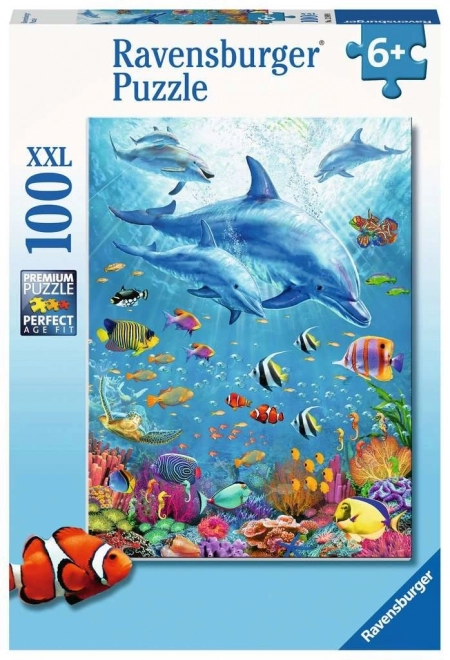 Ravensburger puslespil Blandt delfiner XXL 100 brikker