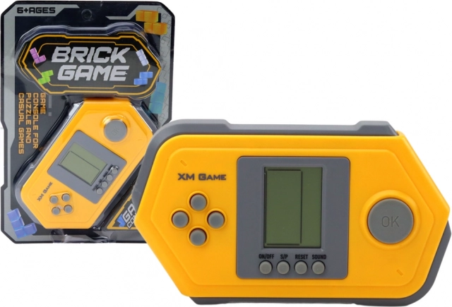 elektronisk lomme-konsol Tetris Brick Game – grå‑gul