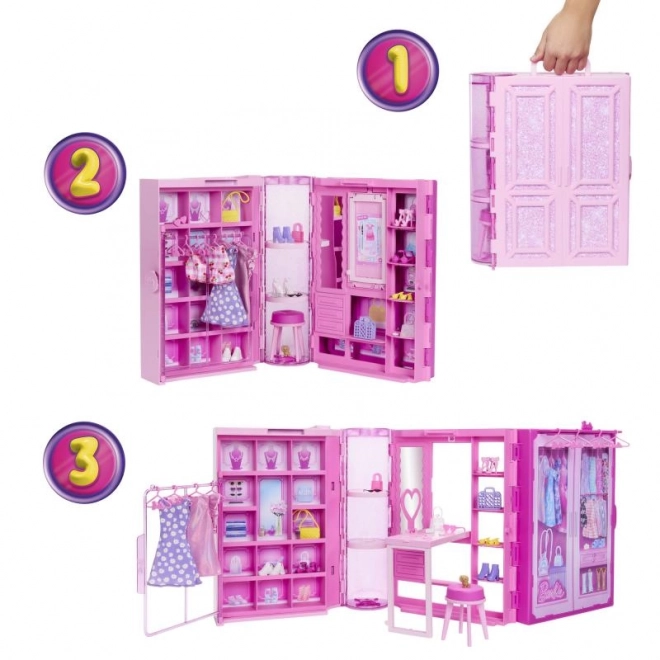Barbie Drømmegarderobe i pastelfarver med dukke