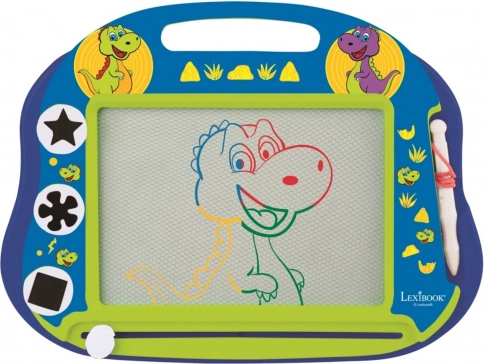 magnetisk flerfarvet tegnetavle dinosaur A5 med stempler og pen