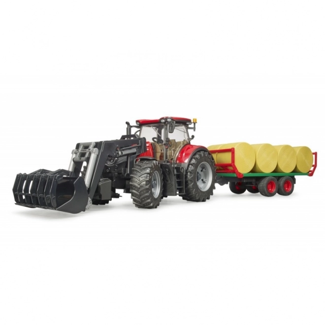 Bruder Traktor Case IH Optum 300 CVX med frontlæsser og balletransportør