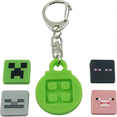 PIXIE CREW rund nøglering med tematiske multipixels MINECRAFT