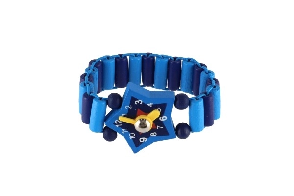 Træ armbåndsure 7cm mix af typer/farver med stativ