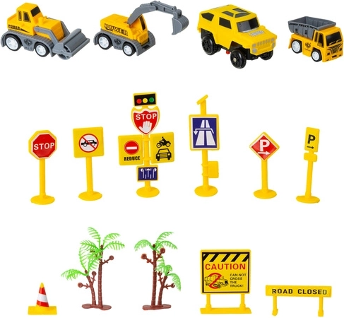 Byggekøretøjer og realistisk tilbehør