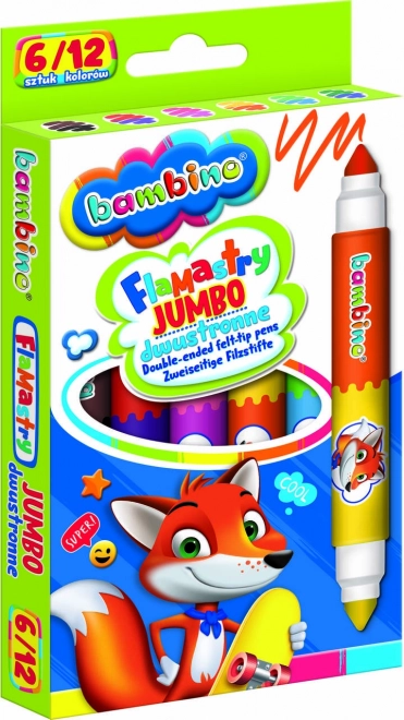 Tofarvede dobbeltsidede tuscher Bambino - 6 stykker