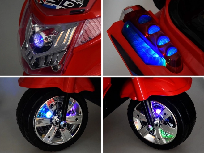 Børne sportsmotorcykel med farverigt LED lys – Blå
