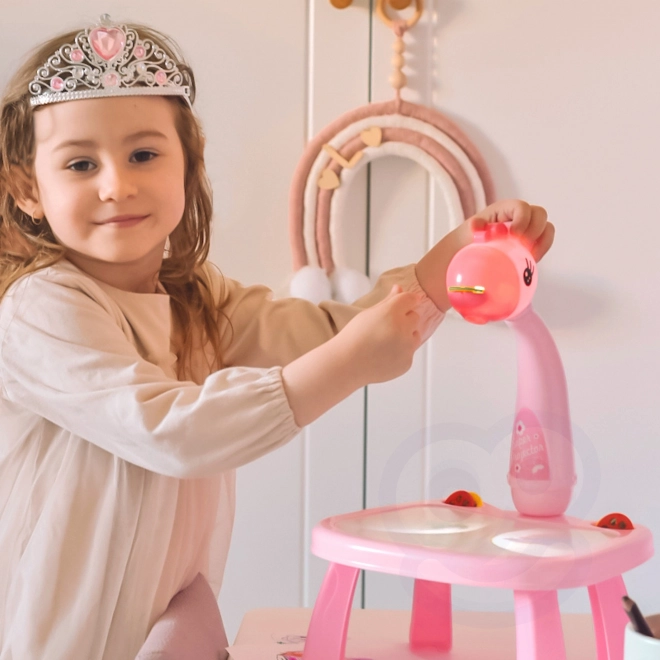Tegnebræt Projektor Pink Giraf med Markører