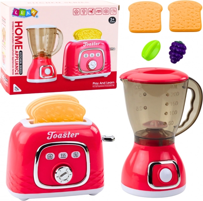 Køkkenlegesæt: Brødrister og blender med effekter, pink