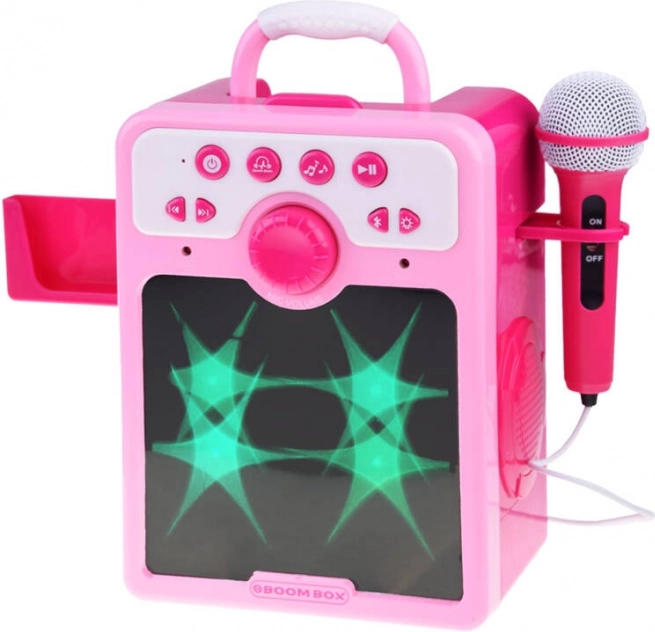 Rosa boombox til børn med mikrofon