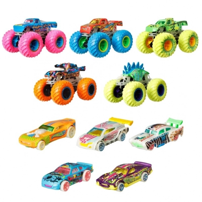 Hot Wheels monster lastbiler der lyser i mørket 10 stk