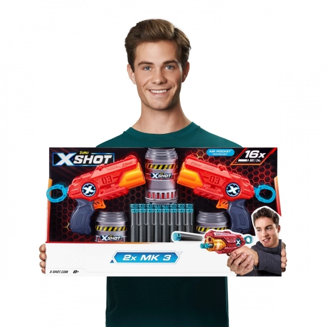 ZURU X-SHOT EXCEL MK 3 dobbelt pakke med roterende trommel og 16 patroner