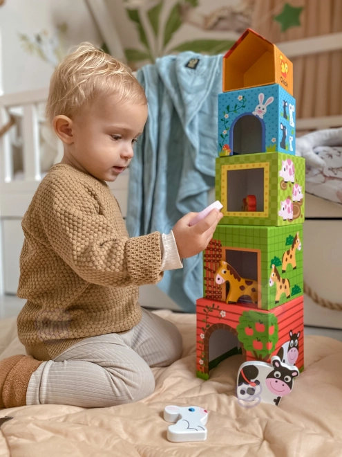 Woopie grøn gård puslespil med klodser og figurer