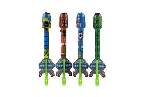 Skydepil med lyd plast 25 cm 4 farver på kort 13x31,5x4cm