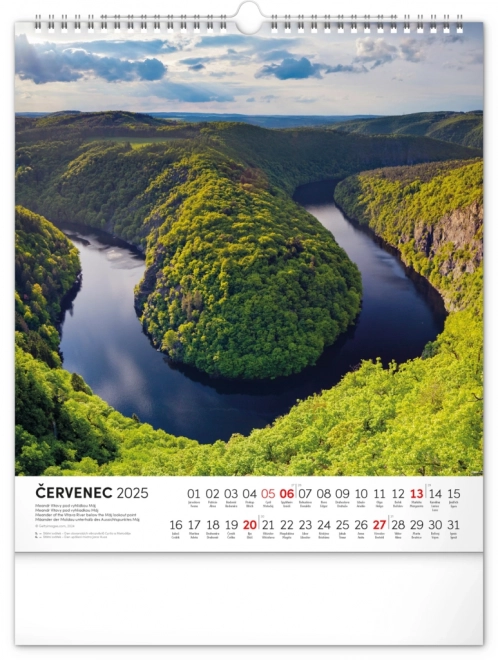 NOTIQUE Vægkalender Rejser gennem det tjekkiske landskab 2025, 30 x 34 cm