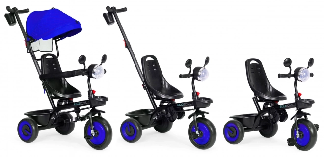 3i1 børnetrehjulet cykel med drejeligt sæde, baldakin, blå, ECOTOYS