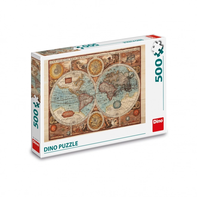 Dino Puslespil gammelt verdenskort - 500 brikker