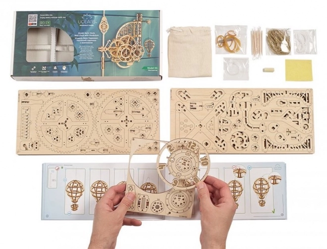 Ugears 3D træ mekaniske puslespil Vægur Aero