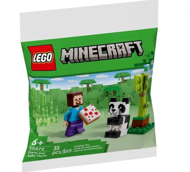 Byggesæt Minecraft Steve og lille panda