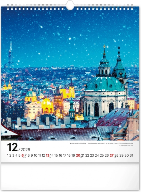 Væghængt kalender Prag 2026