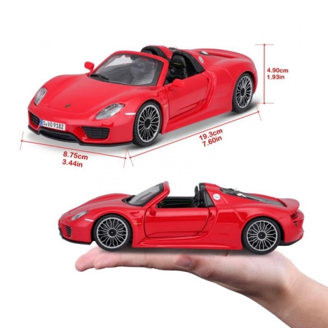 Bburago Porsche 918 Spyder rød model 1:24