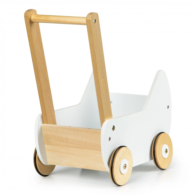 ECOTOYS Trævogn til dukker hvid