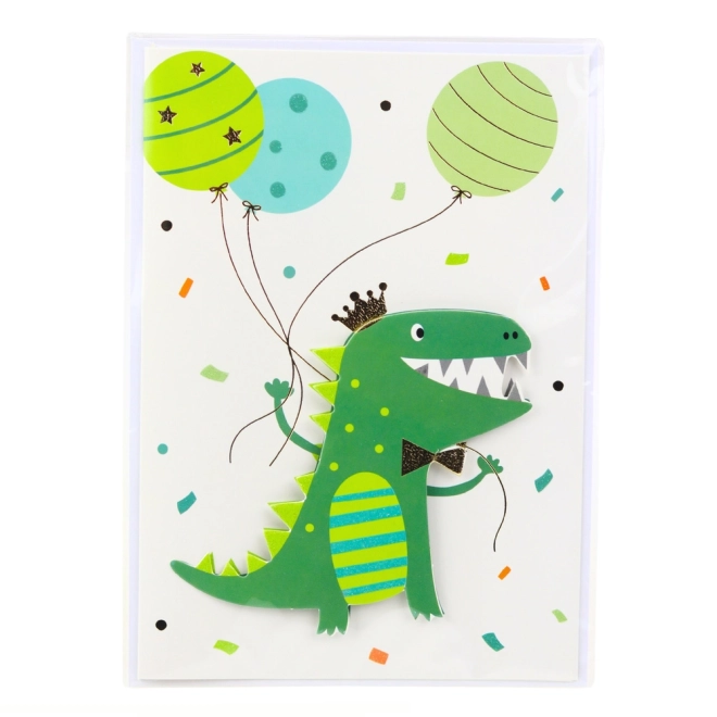 3D lykønskning med enhjørning, elefant, frø og dinosaur