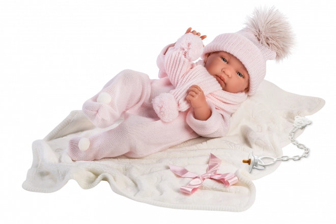 Realistisk babydukke med lyde og blødt krop 44 cm