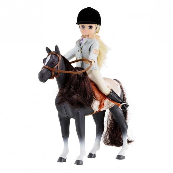 Lottie dukke i ridetøj med hest