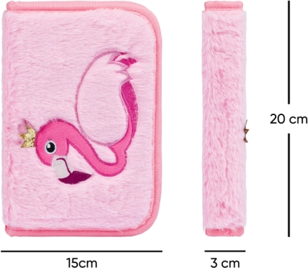 Blødt plysdesign med flamingomotiv