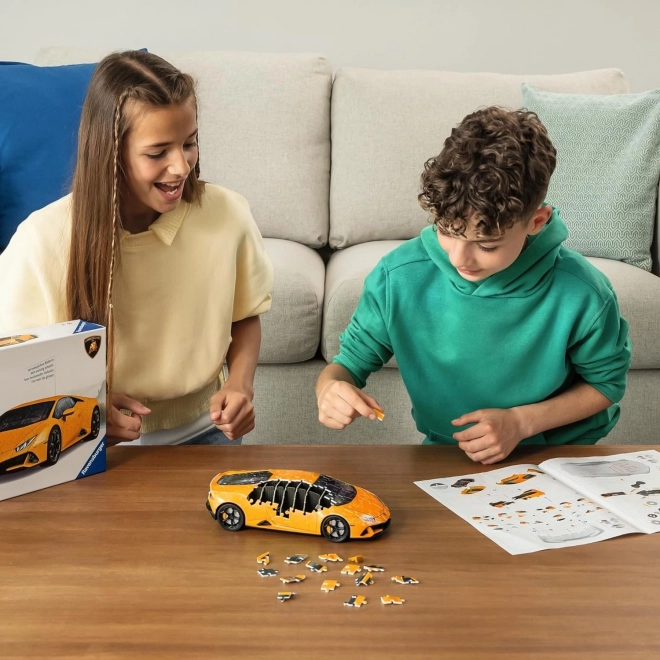 Puslespil 108 brikker 3D Køretøjer Lamborghini Huracan Evo Arancio