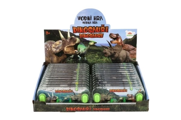 Vandspil puslespil 15,5x7cm plastik dinosaurus 4 typer 24 stk i æske