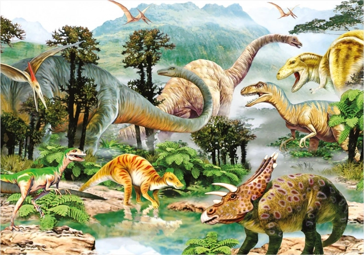 Dino puslespil život dinosaurů 100 XL dílků