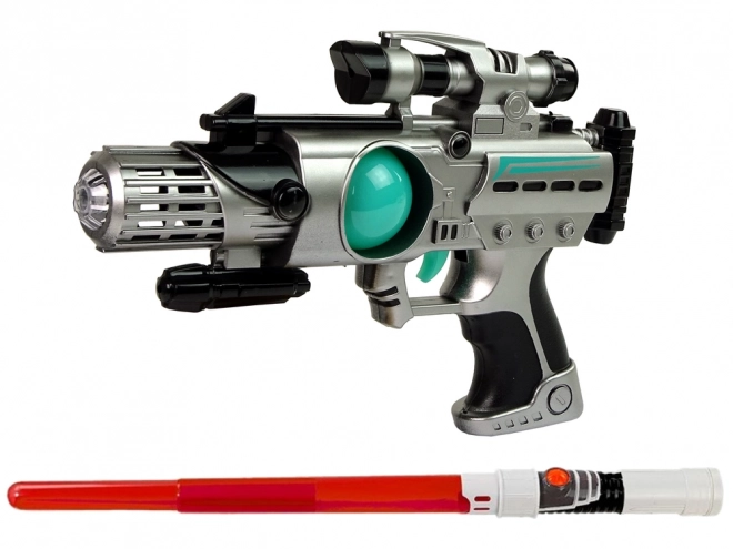 Sæt med rumvåben Space Guardian med laserpistol og sværd