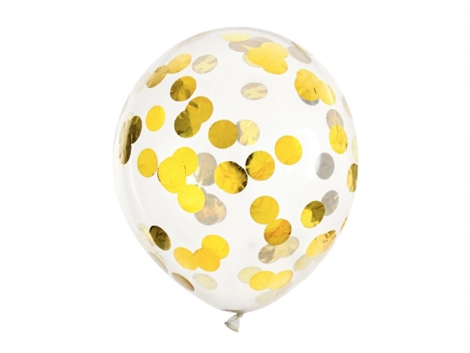 Gennemsigtige balloner med guld konfetti 30 cm - 6 stykker
