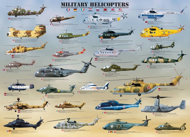 Puslespil Militærhelikoptere 1000 Brikker