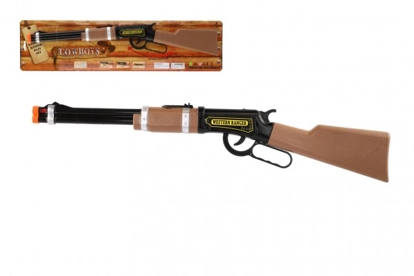 Pistol/Revolver gentagelse cowboy plast 62x10cm med batterier med lys på kortet