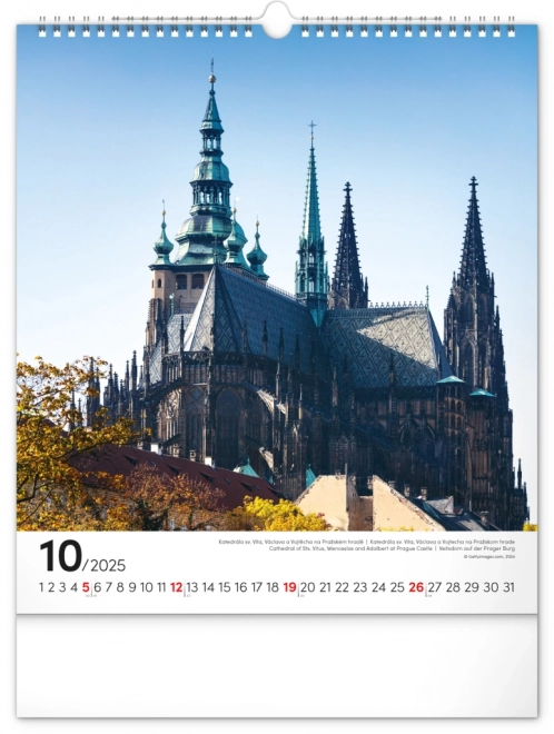 Vægkalender Prag 2025, 30 × 34 cm