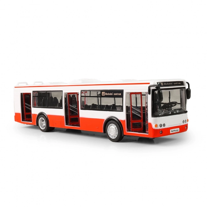 Bus som meddeler stoppesteder på tjekkisk 28 cm