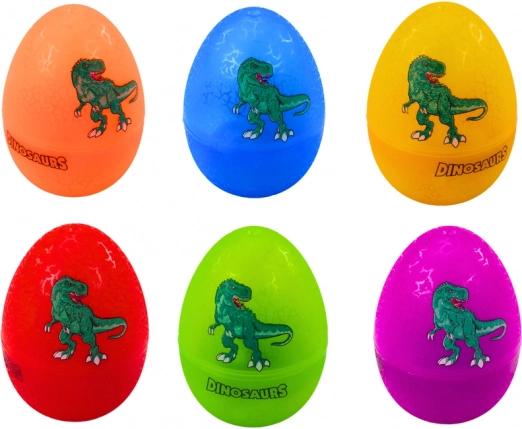 6 farvede æg med skjulte dinosaurer