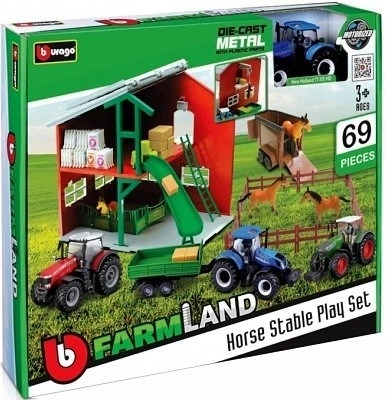 Farmland hestestalde med traktor fra Bburago